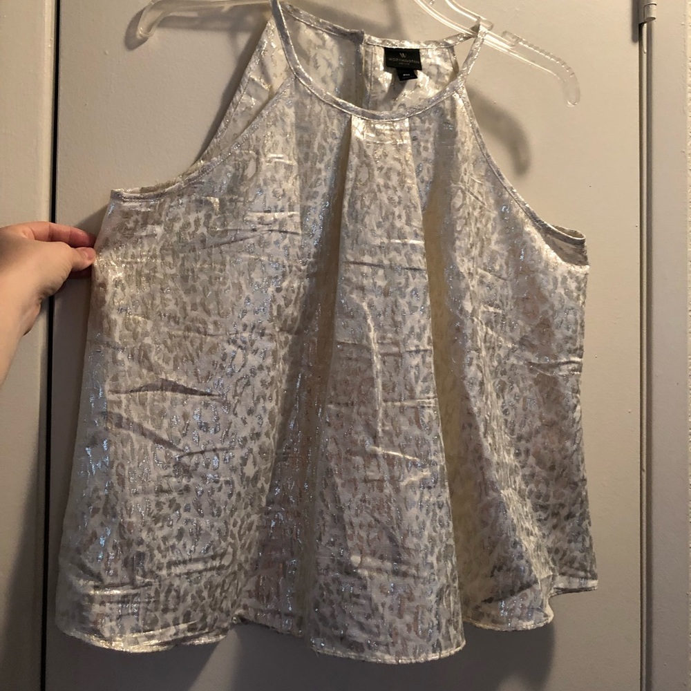 Sparkly Leopard Print Sleeveless Blouse